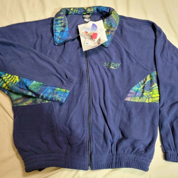 Saucony Other - VINTAGE SAUCONY BLUE FLEECE JACKET MENS M 90'S RETRO
